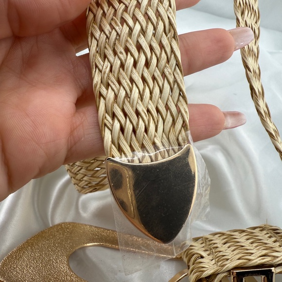 New Gold and Tan Woven Women's Belt - Picture 3 of 5